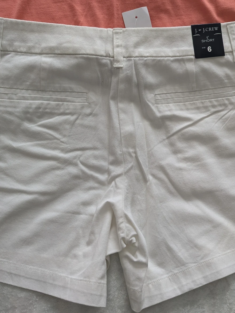 J. Crew Coral Tee with White Shorts
